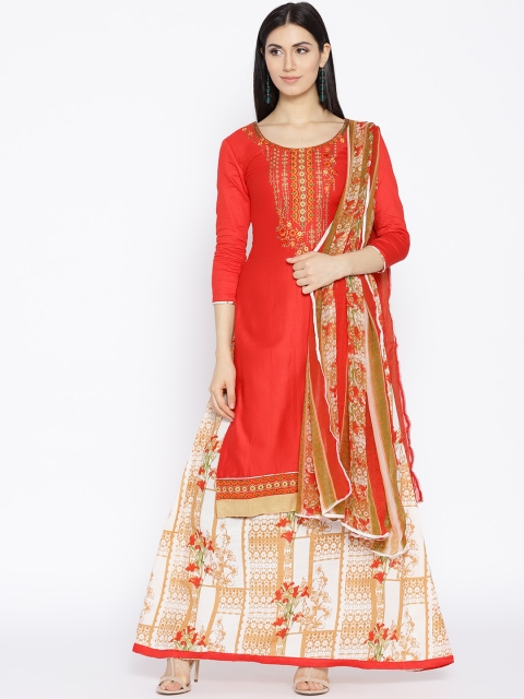 

Satrani Red & Off-White Unstitched Dress Material