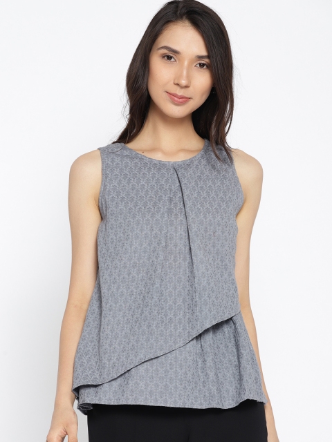 

Jaipur Kurti Women Grey Self Design A-Line Top