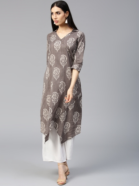 

Jaipur Kurti Women Taupe & Beige Printed A-Line Kurta