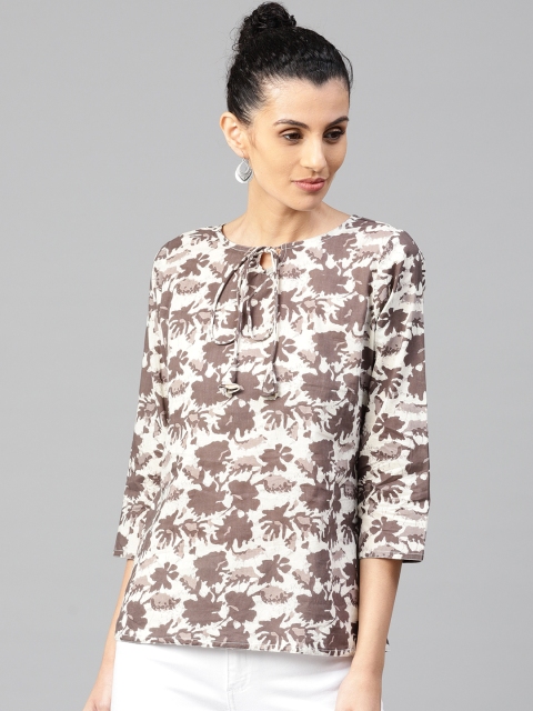 

Jaipur Kurti Women Beige & Taupe Printed Top