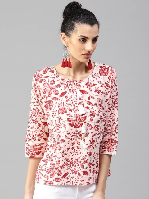 

Jaipur Kurti Women Pink & Red Printed Top