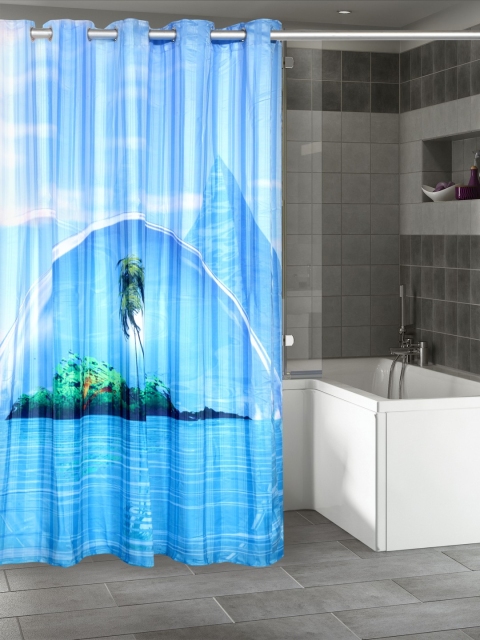 

Lushomes Printed Blue Shower Curtain