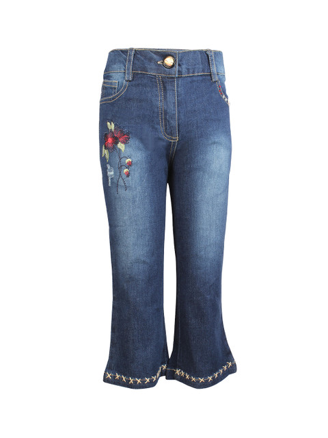 

CUTECUMBER Girls Blue Solid Regular Fit Capris