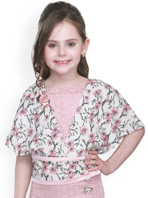 

CUTECUMBER Girls Pink Printed Kaftan Top
