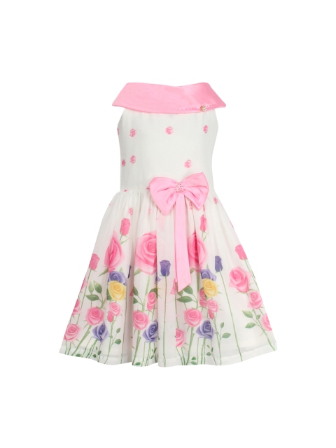 

CUTECUMBER Girls White Printed A-Line Dress