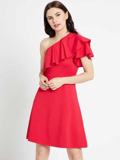 

COVER STORY Women Red Solid A-Line Dress