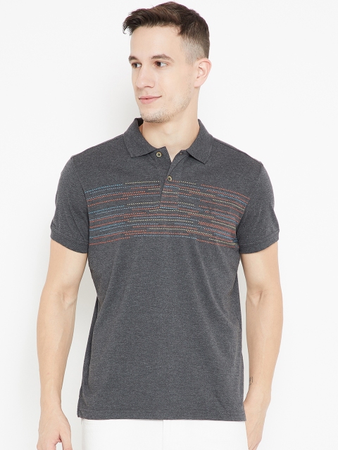 

Allen Solly Men Charcoal Grey Printed Polo Collar T-shirt