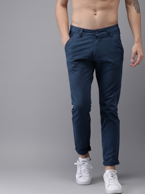 

HERE&NOW Men Blue Slim Fit Solid Chinos