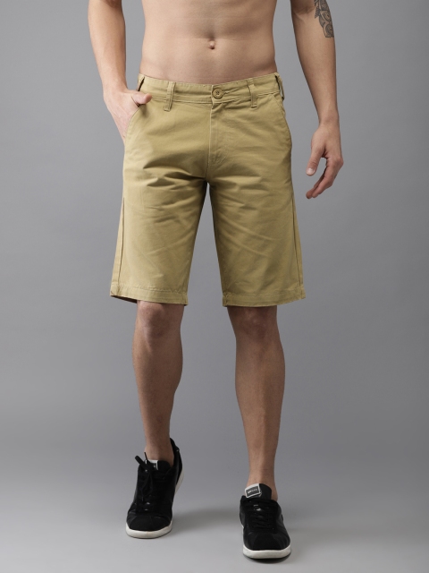 

HERE&NOW Men Khaki Solid Regular Fit Chino Shorts