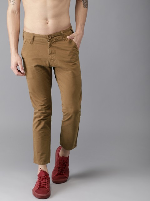 

HERE&NOW Men Brown Slim Fit Solid Cropped Chinos