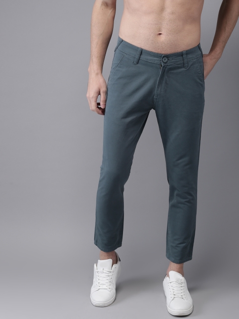 

HERE&NOW Men Grey Slim Fit Solid Cropped Chinos