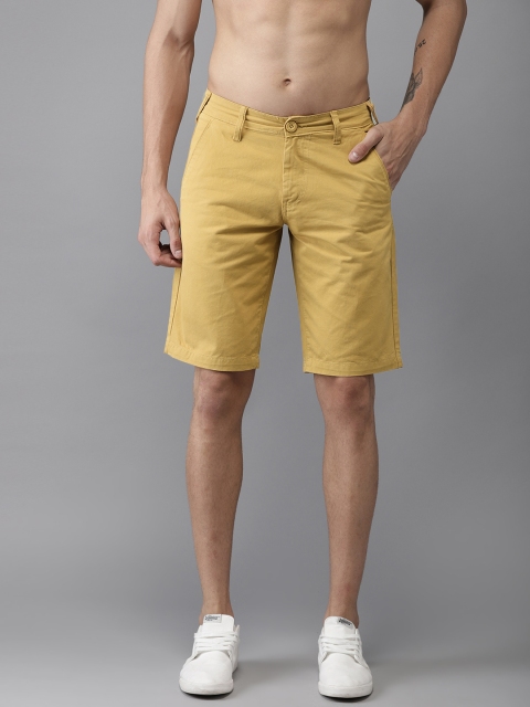 

HERE&NOW Men Mustard Yellow Solid Regular Fit Chino Shorts