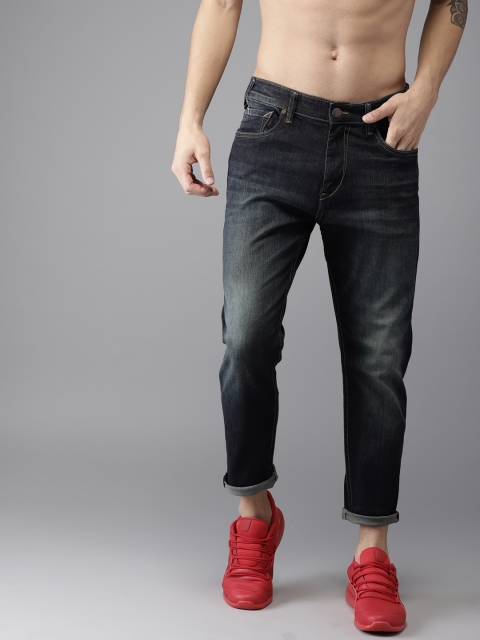

HERE&NOW Men Blue Slim Fit Mid-Rise Cropped Clean Look Stretchable Jeans
