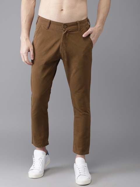 

HERE&NOW Men Brown Slim Fit Solid Cropped Chinos