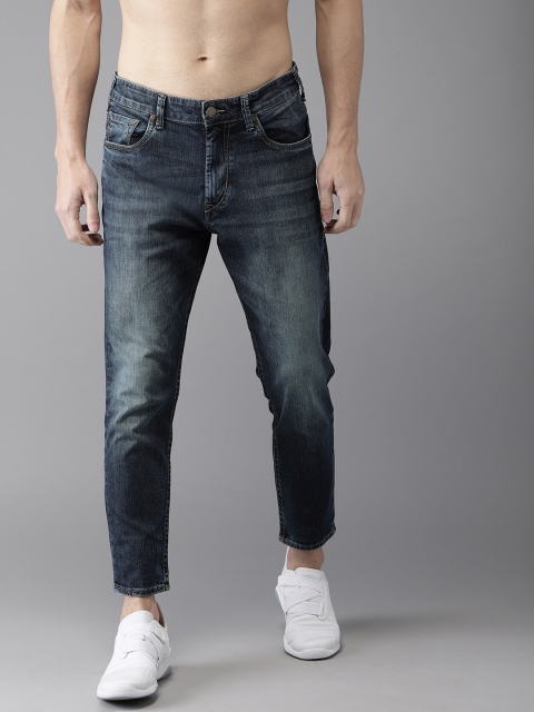 

HERE&NOW Men Blue Slim Fit Mid-Rise Cropped Clean Look Stretchable Jeans