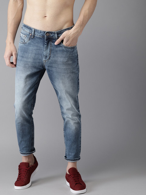

HERE&NOW Men Blue Slim Fit Mid-Rise Cropped Clean Look Stretchable Jeans