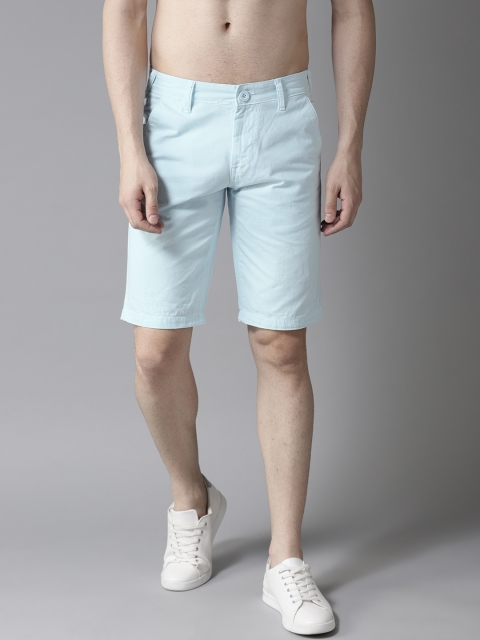 

HERE&NOW Men Light Blue Solid Slim Fit Shorts
