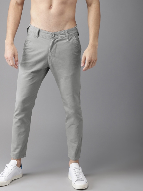 

HERE&NOW Men Grey Slim Fit Solid Cropped Chinos