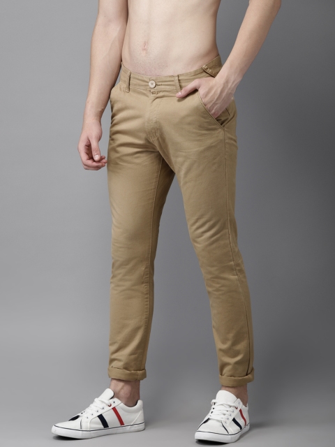 

HERE&NOW Men Khaki Slim Fit Solid Cropped Chinos