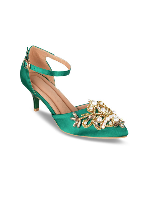 

Sherrif Shoes Women Green Solid Pumps