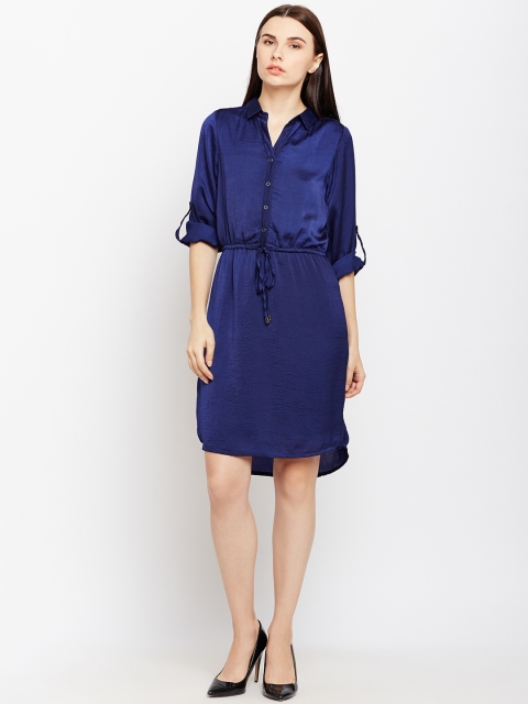 

Latin Quarters Women Blue Solid Shirt Dress