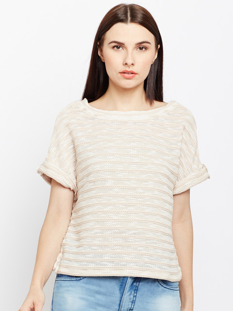 

Latin Quarters Women Beige Self-Design Top