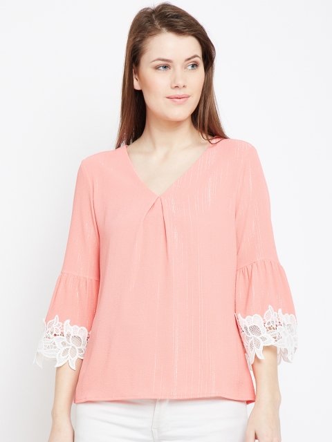 

Latin Quarters Women Coral Pink Solid Top