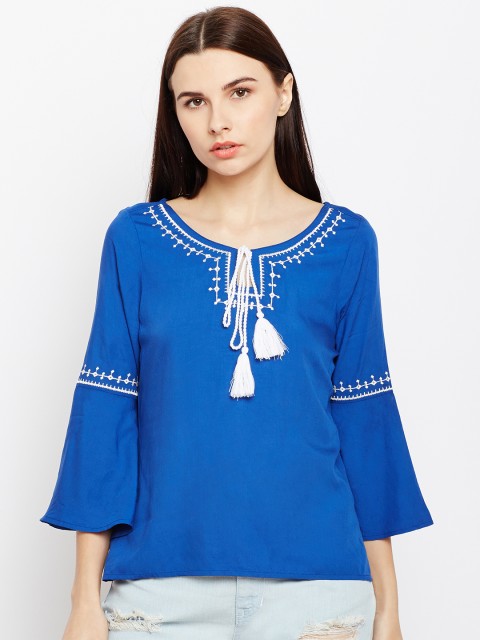 

Latin Quarters Women Blue Solid Top