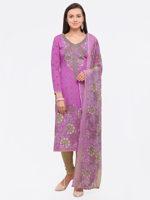 

Saree mall Purple & Beige Poly Crepe Unstitched Dress Material