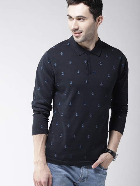 

Mast & Harbour Men Navy Blue Printed Pullover