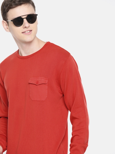 

Mast & Harbour Men Rust Red Solid Sweater
