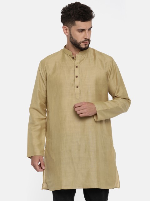 

TOZZI Men Beige Linen Solid Straight Kurta
