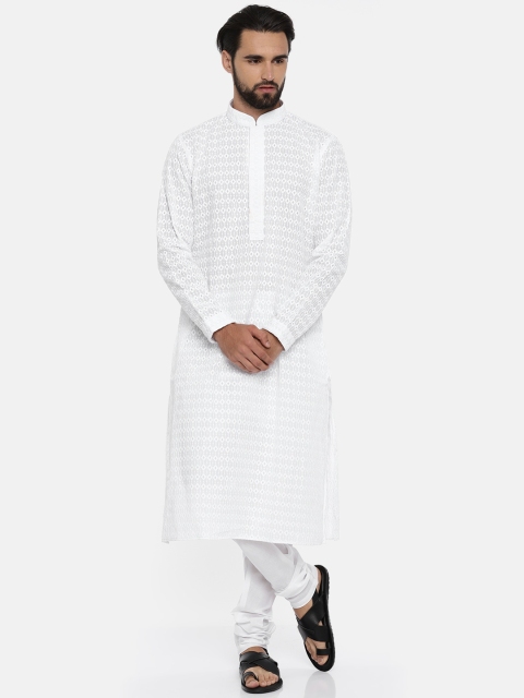 

TOZZI Men White Embroidered Kurta with Pyjamas