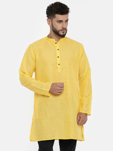 

TOZZI Men Yellow Solid Straight Kurta