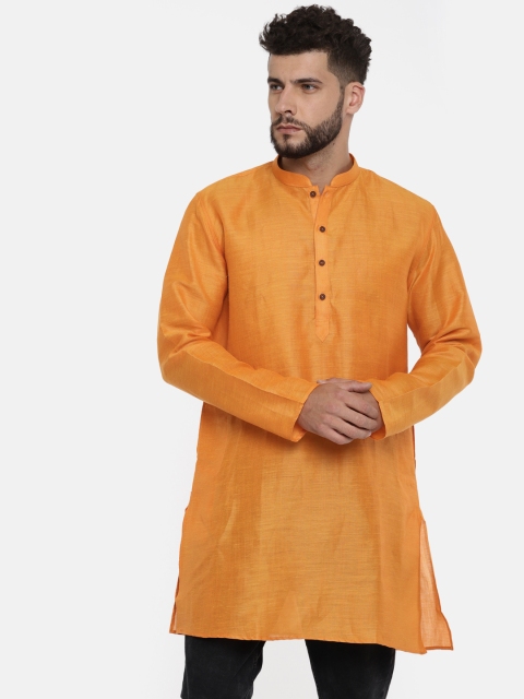 

TOZZI Men Orange Line Solid Straight Kurta
