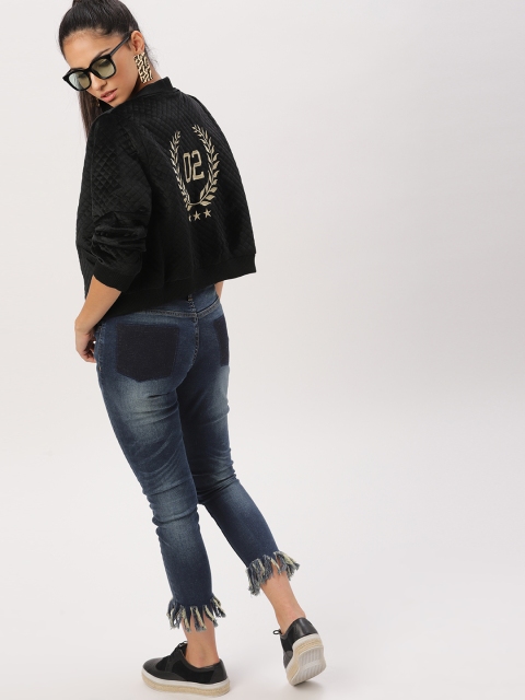 

DressBerry Women Black Solid Bomber Jacket