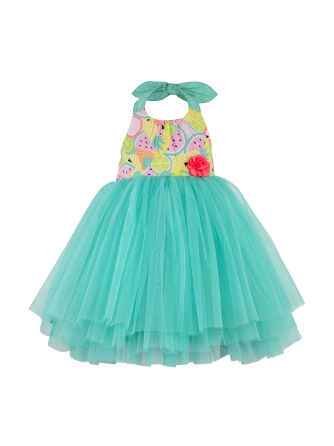 

Toy Balloon kids Girls Sea Green Self Design Empire Dress
