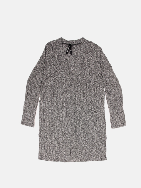 

DressBerry Grey Melange Solid Open Front Shrug