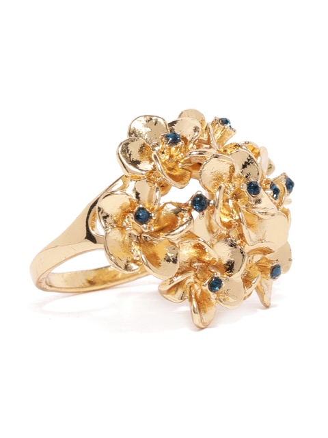 

Accessorize Gold-Toned Flower Shaped Stone Studded Oversized Finger Ring