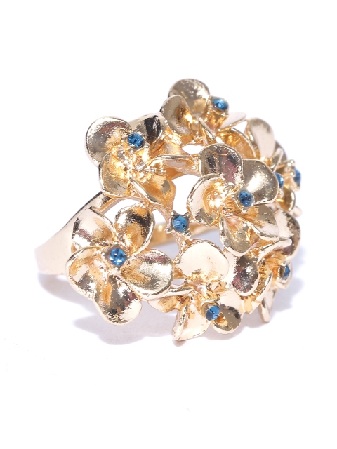 

Accessorize Gold-Toned & Blue Floral Stone-Studded Ring