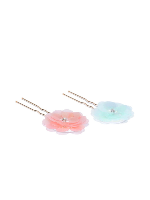 

Accessorize Set of 2 Floral Hair Pins, Blue
