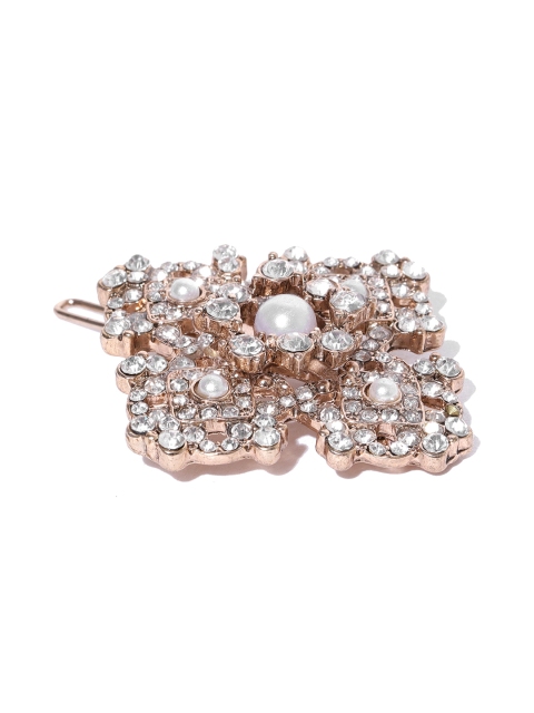 

Accessorize Off-White & Rose Gold-Toned Embellished Hair Clip