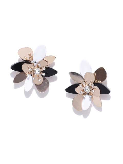 

Accessorize Gold-Toned & Black Floral Studs