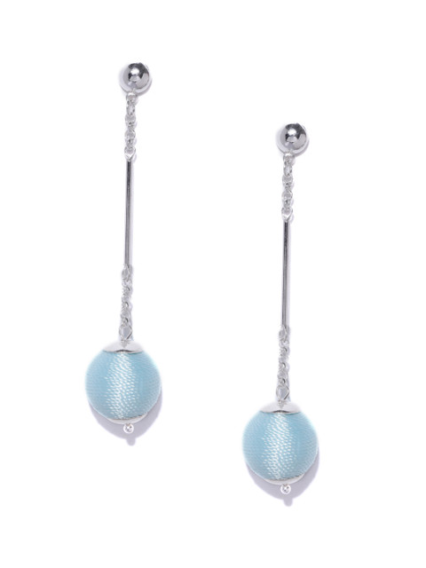 

Accessorize Silver-Toned & Blue Spherical Drop Earrings