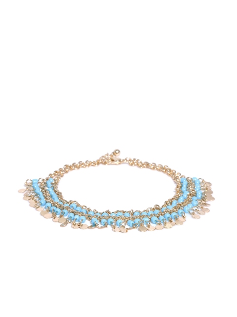 

Accessorize Gold-Toned & Blue Beaded Anklet