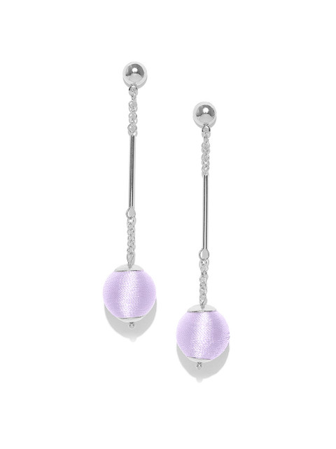 

Accessorize Silver-Toned & Lavender Spherical Drop Earrings