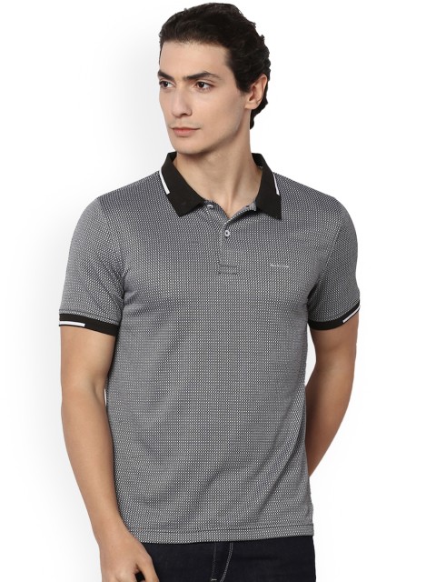 

Van Heusen Men Black Self Design Polo Collar T-shirt