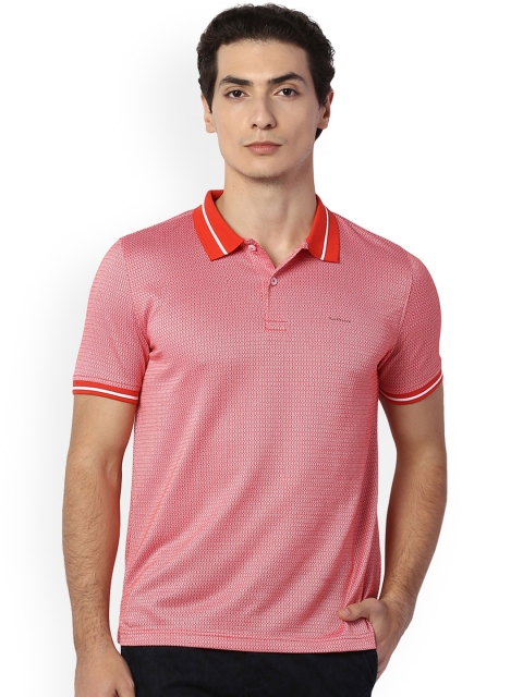 

Van Heusen Men Red Self Design Polo Collar T-shirt