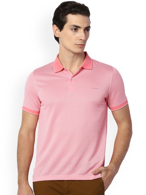 

Van Heusen Men Pink Self Design Polo Collar T-shirt