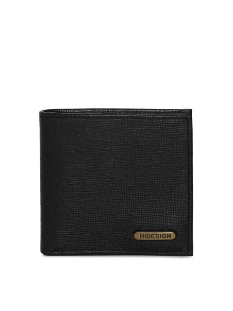 

Hidesign Men Black Textured Two Fold Wallet